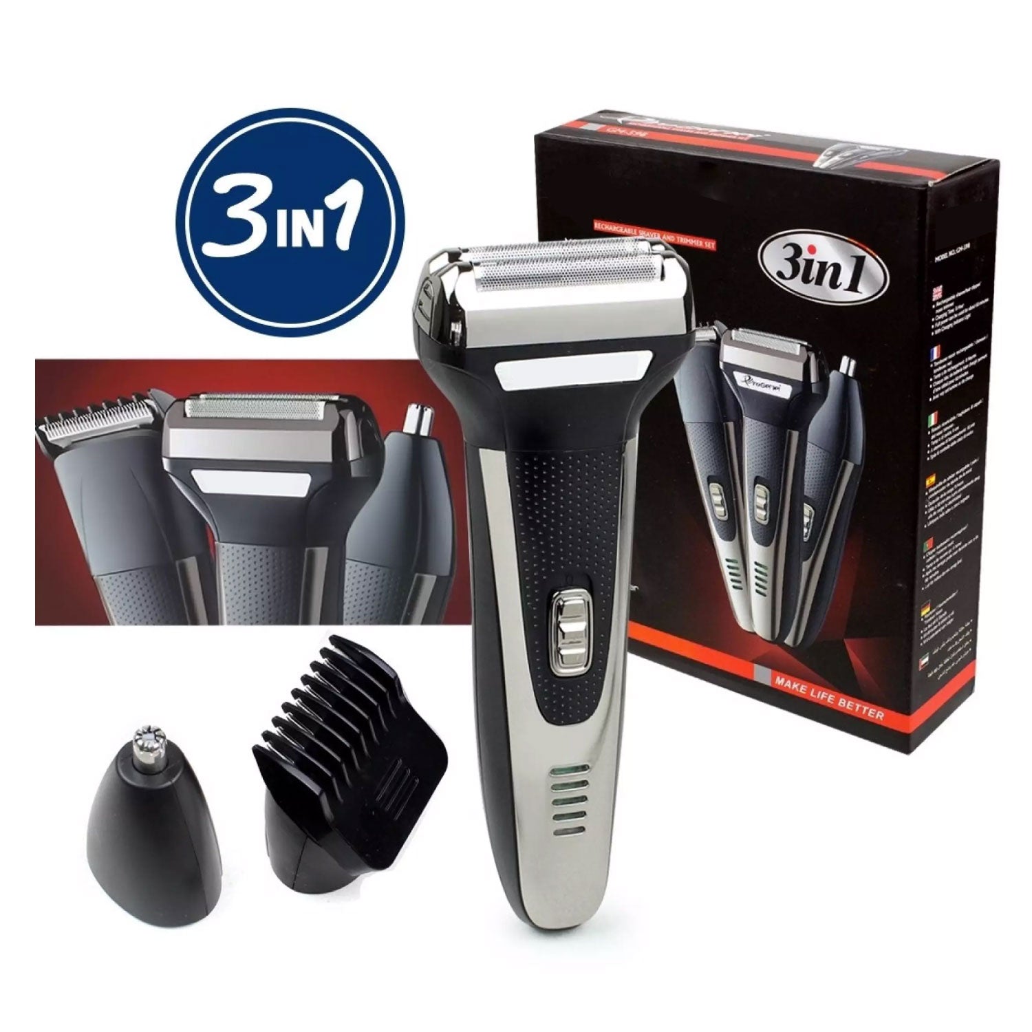 Máquina de afeitar rasuradora 3 en 1 nariz patillas barba