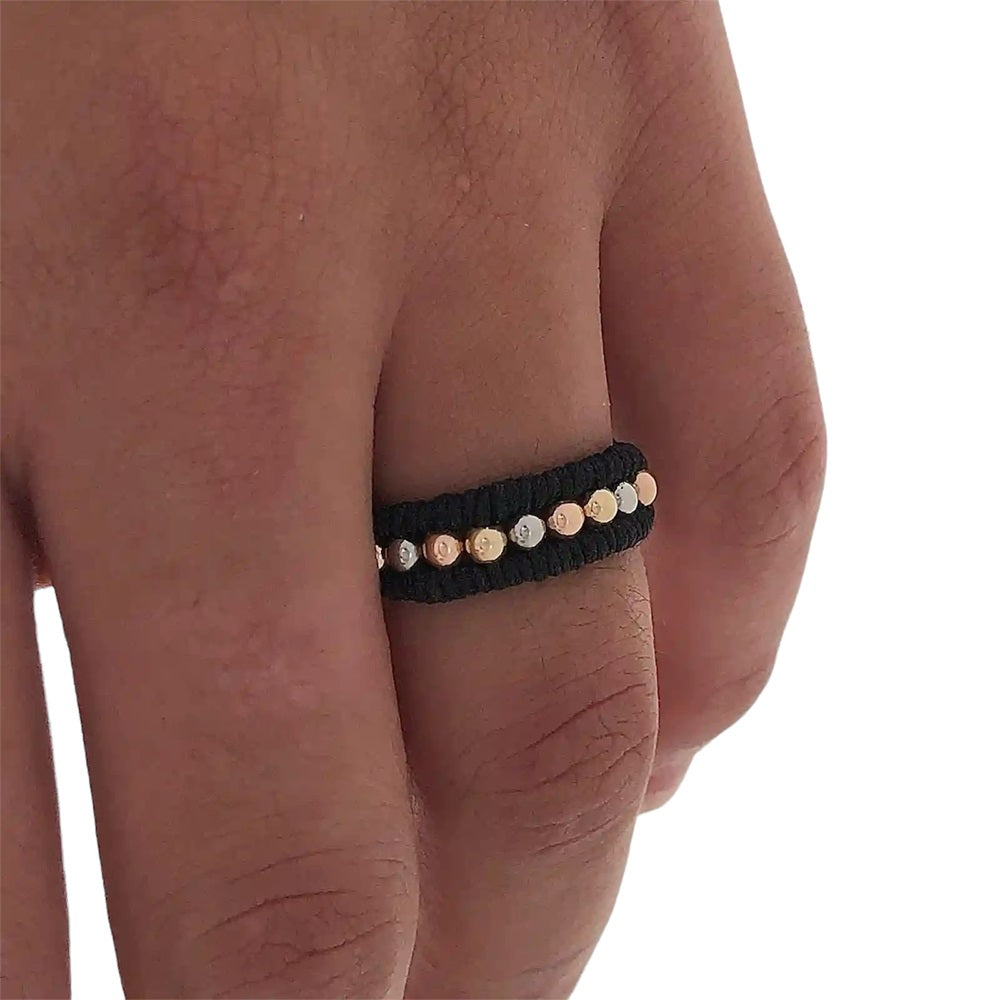 Anillo de oro 18K tejido ajustable y 3 tonos Ref: A4