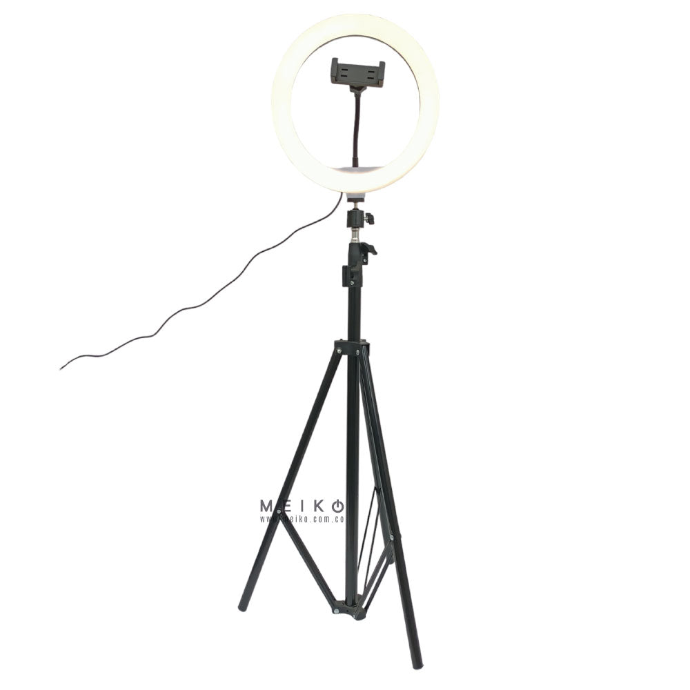 Aro de luz LED de 26 cm con trípode y soporte para celular