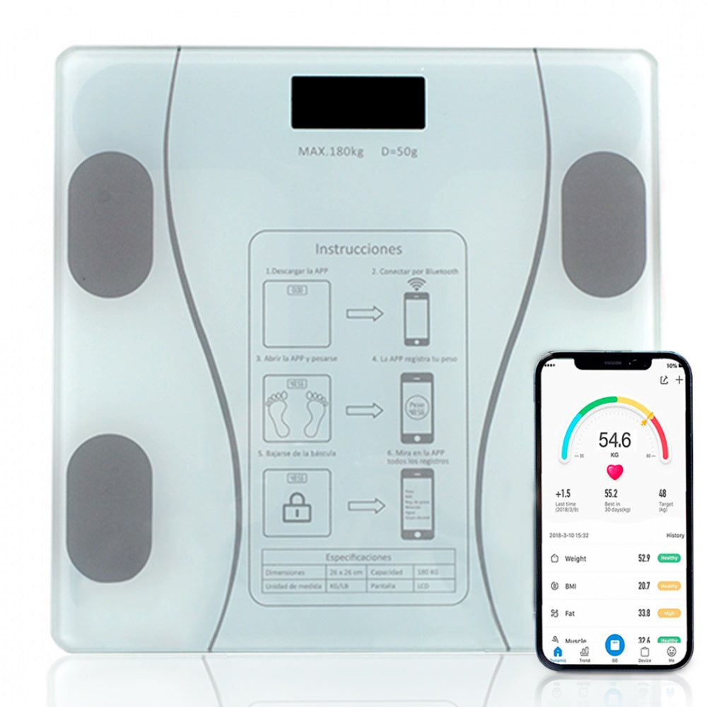 Pesa inteligente con bluetooth para obtener 18 datos corporales